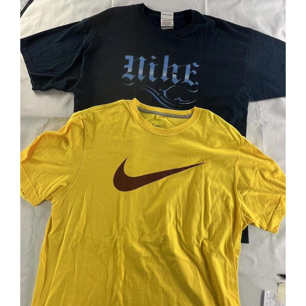 Lot of 2 NikeT-Shirts Yellow Logo Black Design Size XL